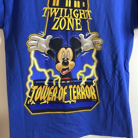 VTG 90s Tower Terror Tee Disney Mickey Mouse T-Shirt Blue Med Twilight Zone - Picture 4 of 16